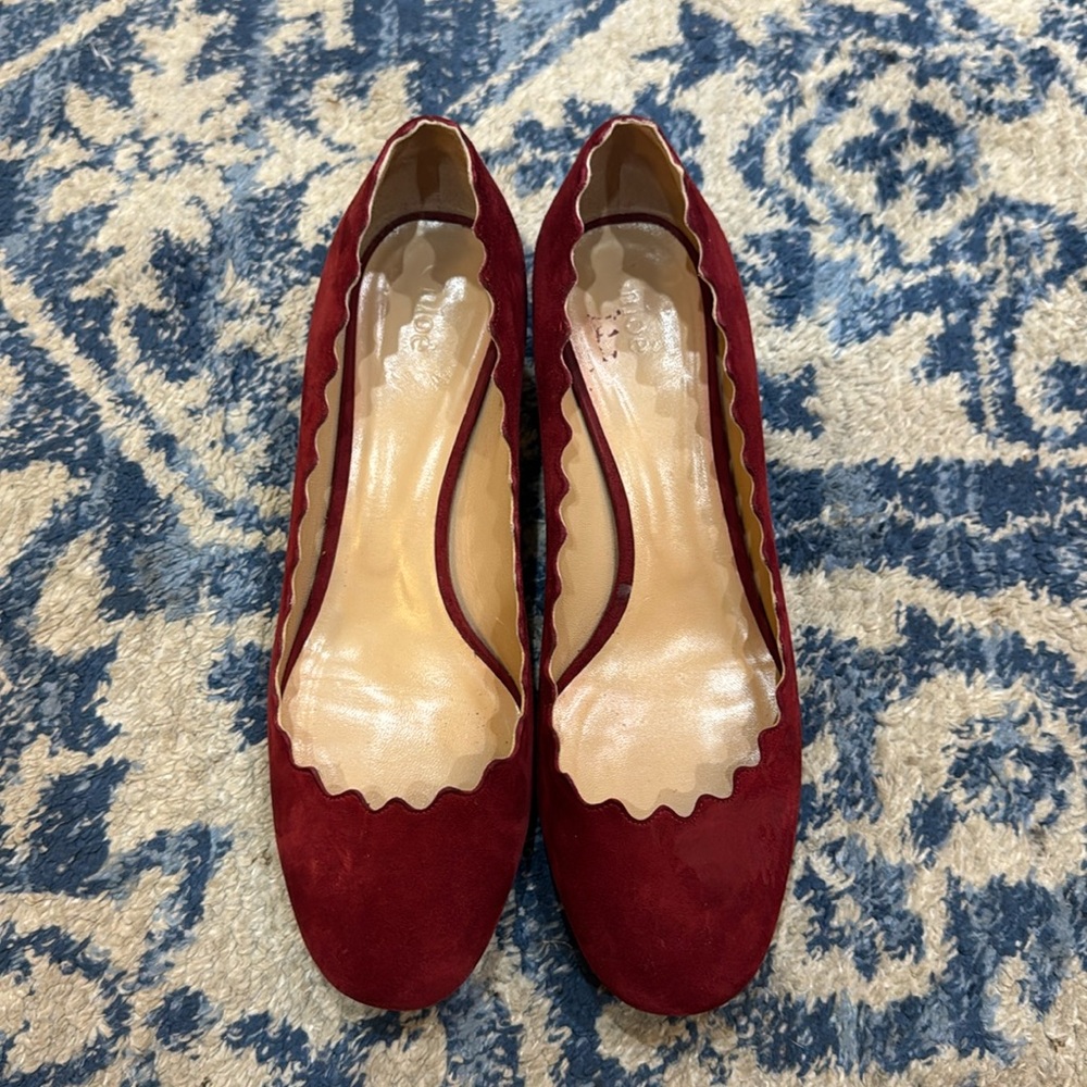Chloe Lauren Scalloped Block Heel Pump
